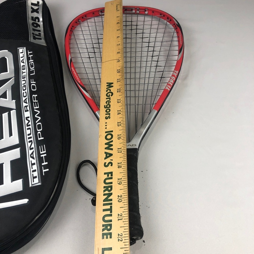 Head Ti.195 XL Titanium Racquetball Racquet with Case, Tight strings, Poor Grip - Picture 8 of 11